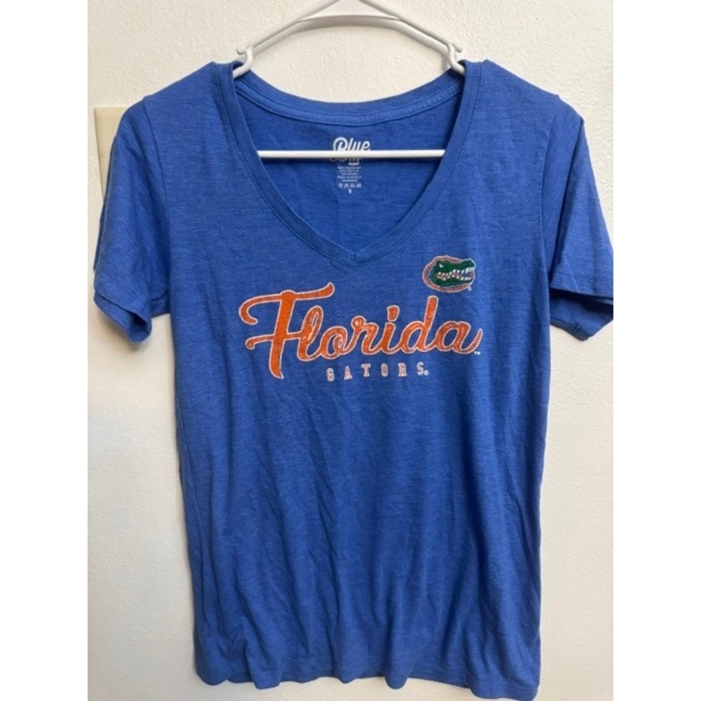Blue 84 Florida Gators Womens V-Neck T-Shirt Royal Blue Heathered Tri-Blend (G)